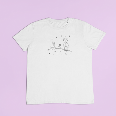 ZShowTime unisex póló - Kis Herceg, Róka és Rózsa vonalrajzos