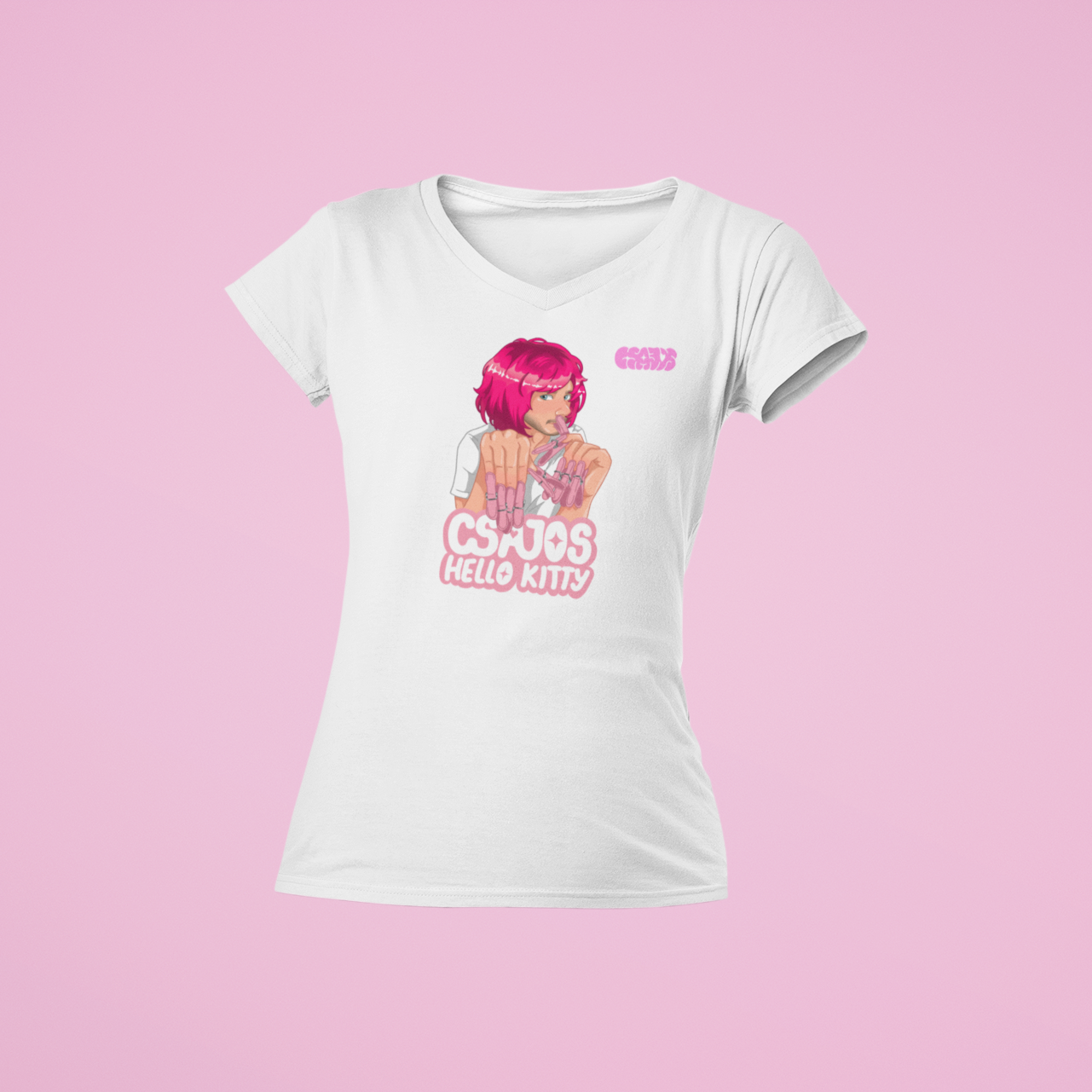 Orovecz Ádám - Csajos Hello Kitty - V nyakú női póló