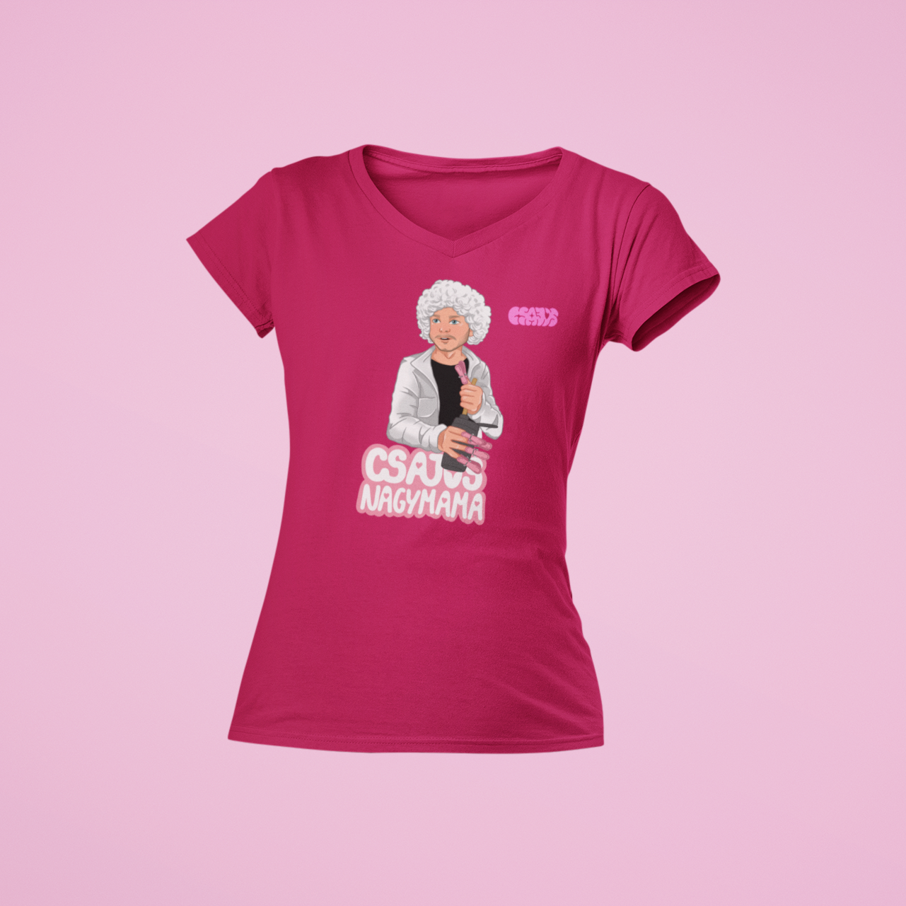 Orovecz Ádám - Csajos nagymama - V nyakú női póló