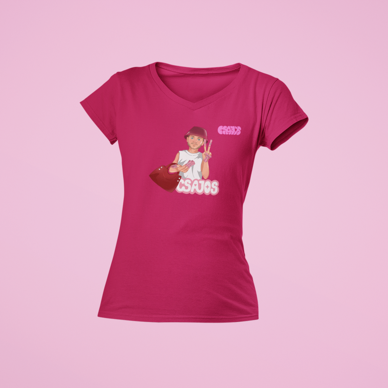 Orovecz Ádám - Kalapos Csajos- V nyakú női póló