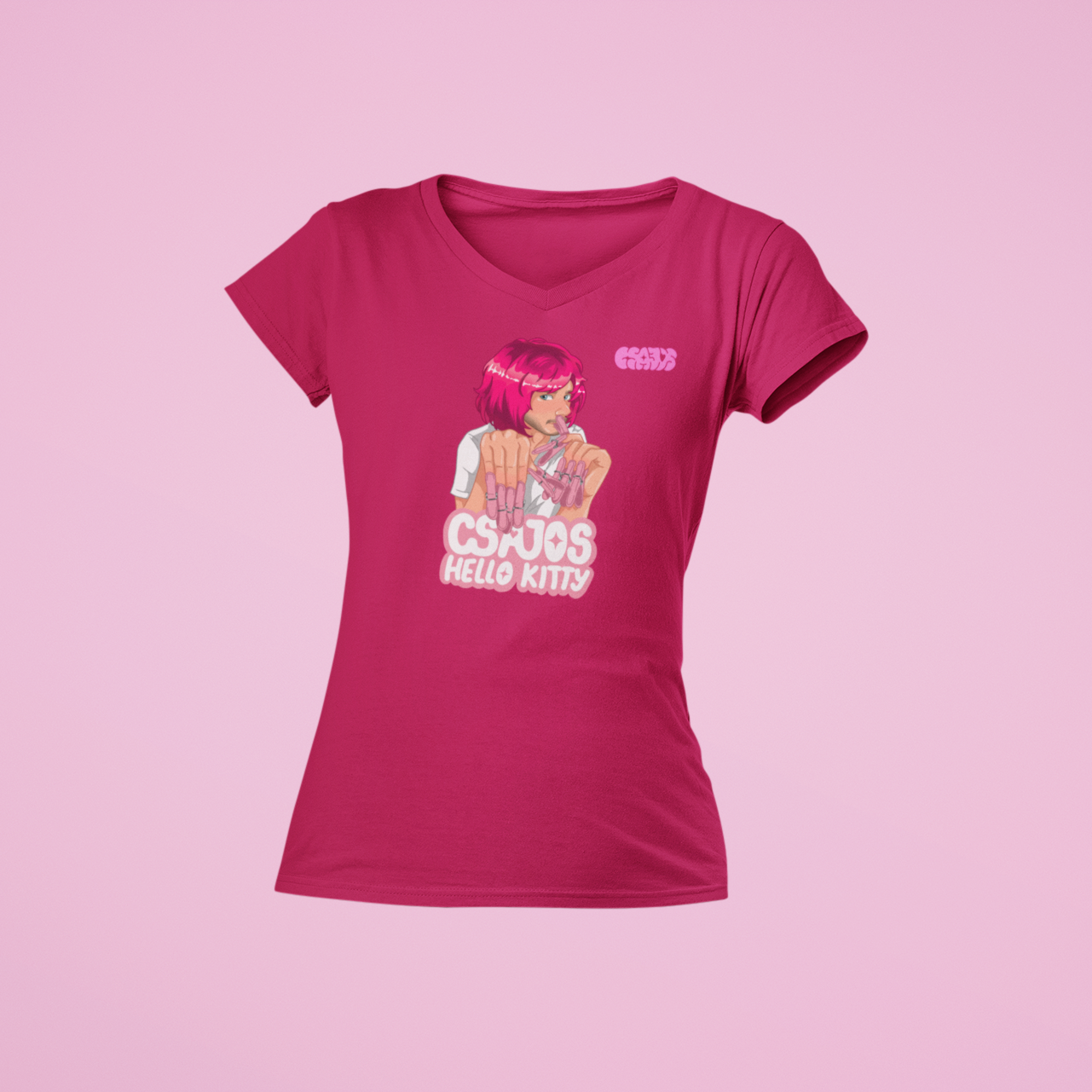 Orovecz Ádám - Csajos Hello Kitty - V nyakú női póló