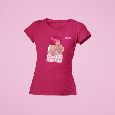 Orovecz Ádám - Csajos Hello Kitty - V nyakú női póló